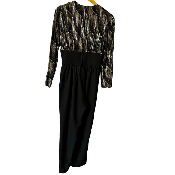 Black and Gold 70s Jumpsuit Wore by Tori Spelling Size Small - Picture 9 of 10